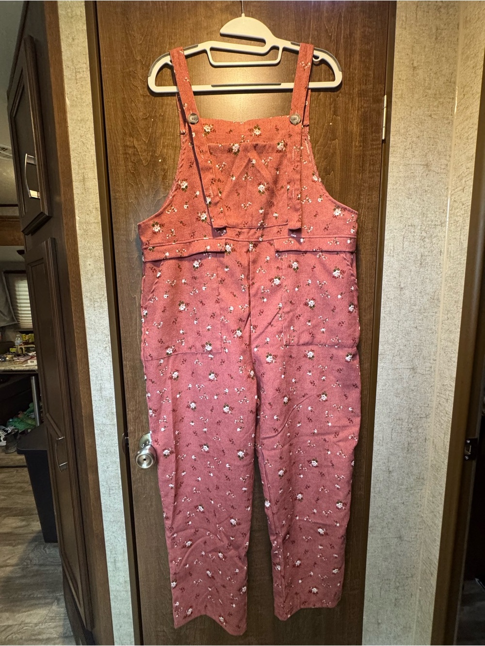 Floral Print Rose-Red Women's Overalls Jumpsuit